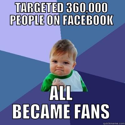 social media success - TARGETED 360,000 PEOPLE ON FACEBOOK ALL BECAME FANS Success Kid