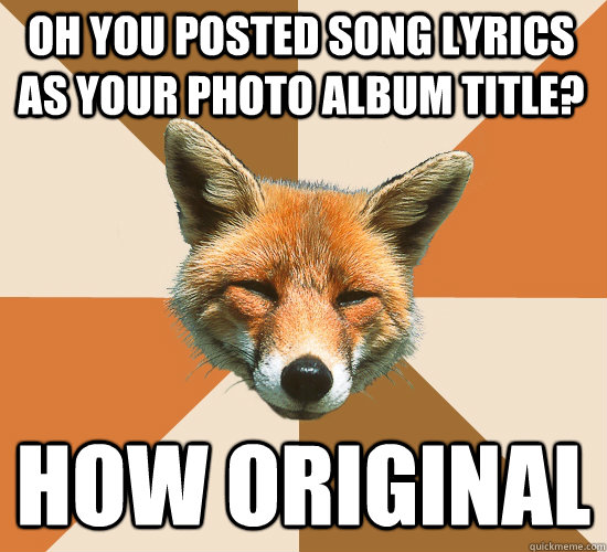 Oh you posted song lyrics as your photo album title? How original  Condescending Fox