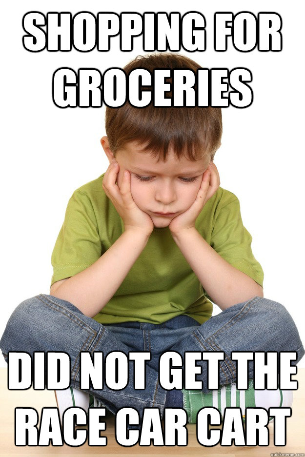 Shopping for Groceries  Did not get the race car cart  First grade problems