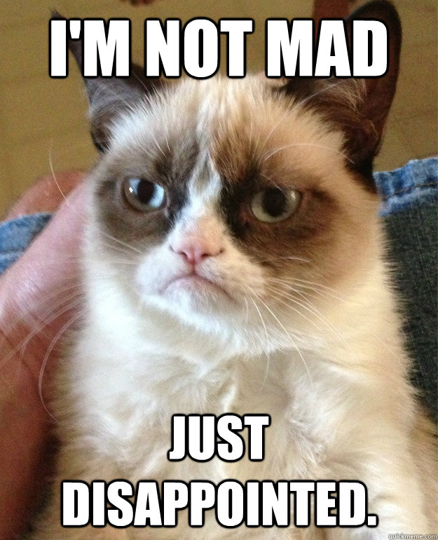 I'm not mad just disappointed. - I'm not mad just disappointed.  Grumpy Cat