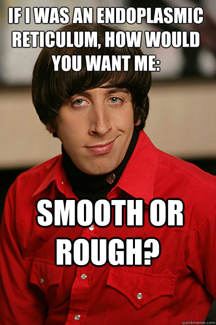 If I was an endoplasmic reticulum, how would you want me:  smooth or rough? - If I was an endoplasmic reticulum, how would you want me:  smooth or rough?  Pickup Line Scientist