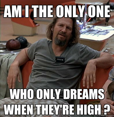 Am I the only one Who only dreams when they're high ?  The Dude