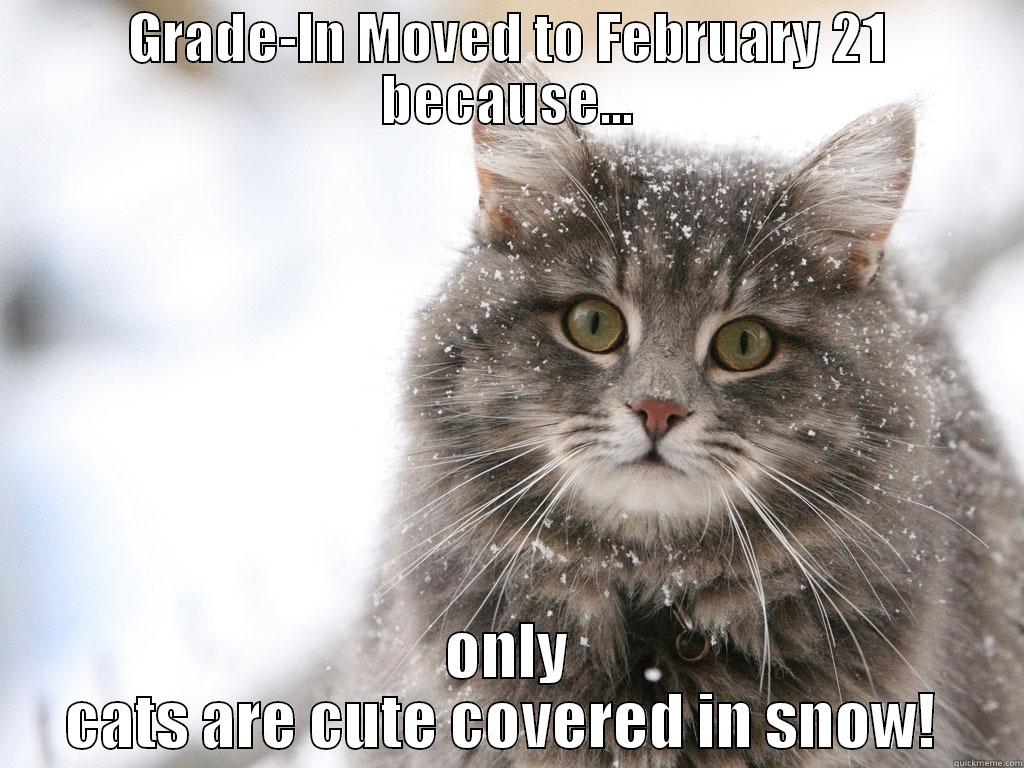 GRADE-IN MOVED TO FEBRUARY 21 BECAUSE... ONLY CATS ARE CUTE COVERED IN SNOW!  Misc