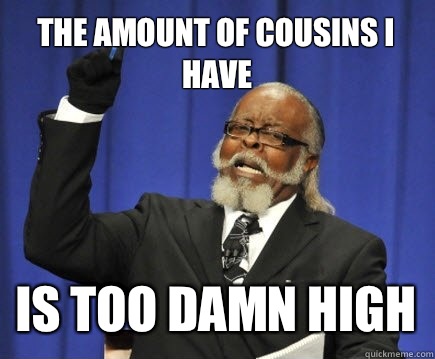 The amount of cousins i have Is too damn high  Too Damn High