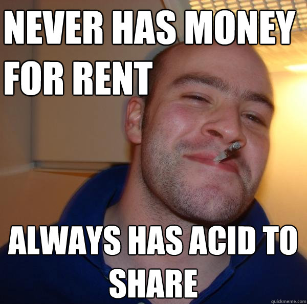 never has money for rent always has acid to share - never has money for rent always has acid to share  Misc