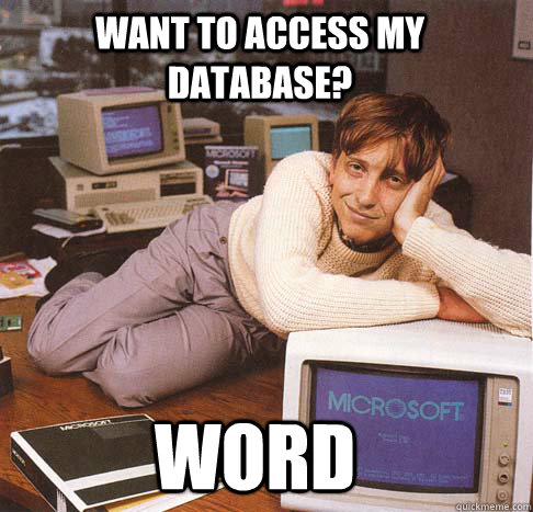 Want to access my database? WORD  Dreamy Bill Gates