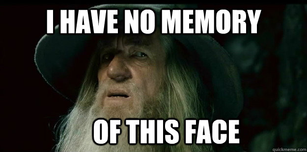 I Have no memory      of this face                         I have no memory Gandalf