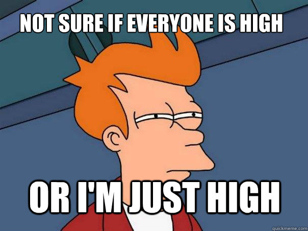 not sure if everyone is high or i'm just high  Futurama Fry