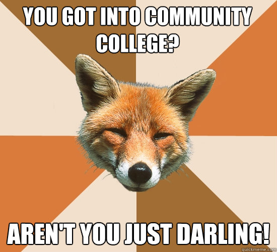 You got into community college? Aren't you just darling!  Condescending Fox