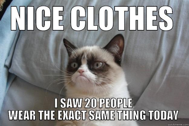 NICE CLOTHES I SAW 20 PEOPLE WEAR THE EXACT SAME THING TODAY Grumpy Cat