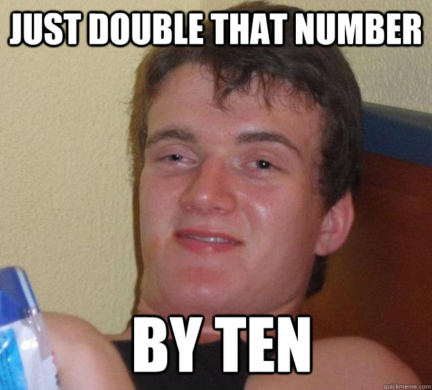 just double that number   by ten  10 Guy