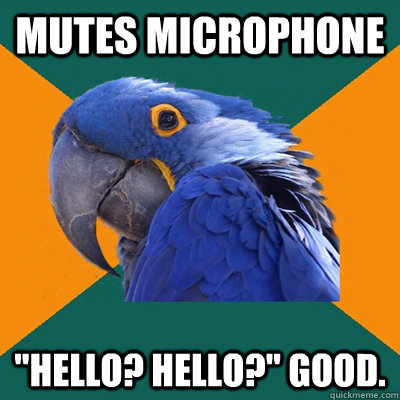 Mutes microphone 