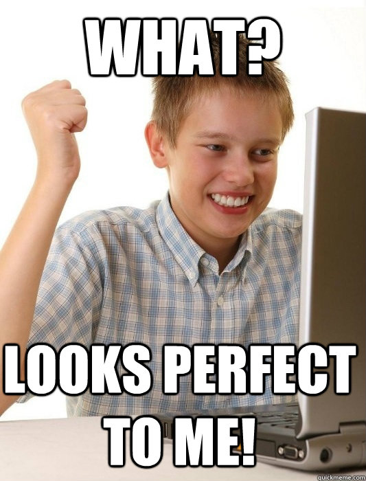 what? looks perfect to me! - what? looks perfect to me!  First Day on the Internet Kid