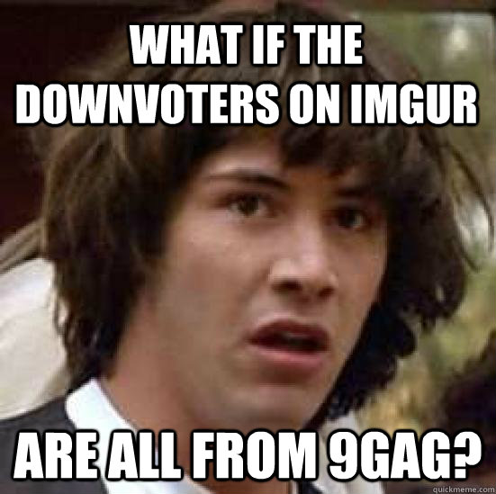 WHAT IF THE DOWNVOTERS ON IMGUR ARE ALL FROM 9GAG?  conspiracy keanu