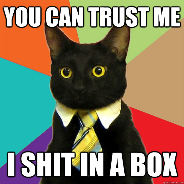 You can trust me I shit in a box  Business Cat