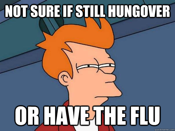 Not sure if still hungover or have the flu  Futurama Fry