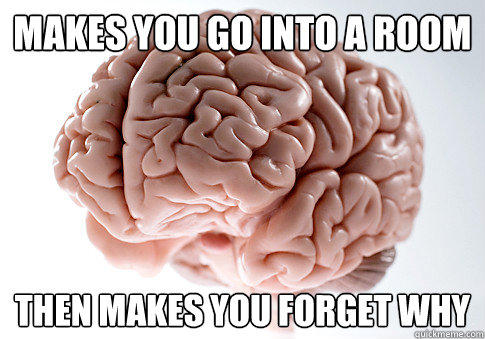 Makes you go into a room Then makes you forget why - Makes you go into a room Then makes you forget why  Scumbag Brain