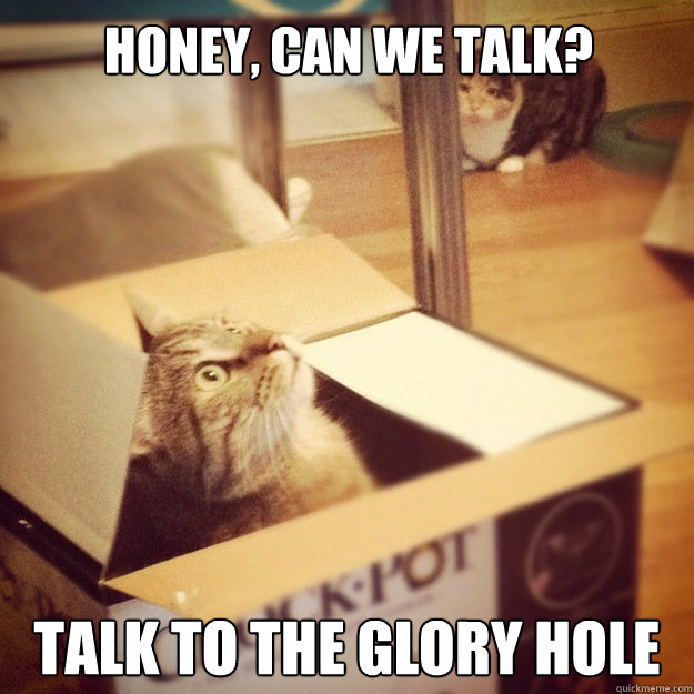 Honey, can we talk? talk to the glory hole  Cats wife