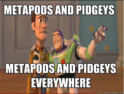 Metapods and Pidgeys Metapods and Pidgeys 
everywhere  woody and buzz