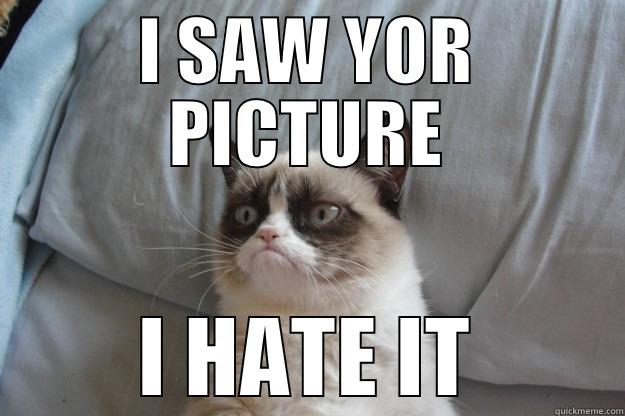 I SAW YOR PICTURE I HATE IT Grumpy Cat