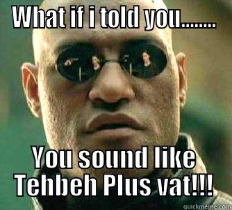 what you sound like - WHAT IF I TOLD YOU........ YOU SOUND LIKE TEHBEH PLUS VAT!!! Matrix Morpheus