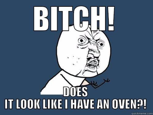 BITCH! DOES IT LOOK LIKE I HAVE AN OVEN?! Y U No