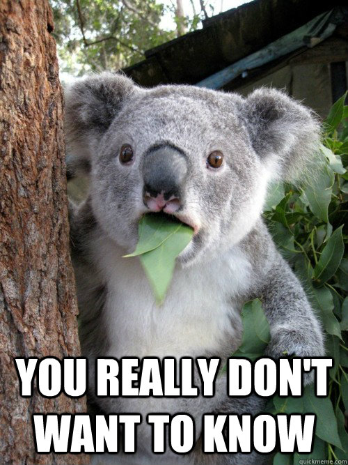  you really don't want to know  Surprised Koala