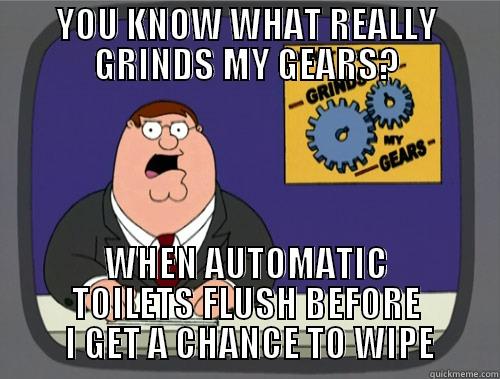 FUCK YOU - YOU KNOW WHAT REALLY GRINDS MY GEARS? WHEN AUTOMATIC TOILETS FLUSH BEFORE  I GET A CHANCE TO WIPE Grinds my gears