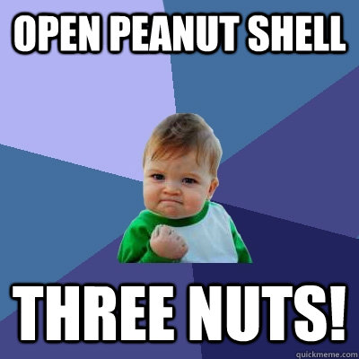 open peanut shell three nuts!  Success Kid