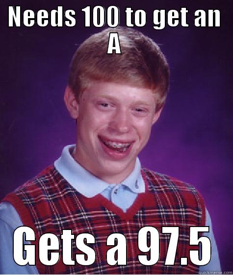 Finals woes - NEEDS 100 TO GET AN A GETS A 97.5 Bad Luck Brian