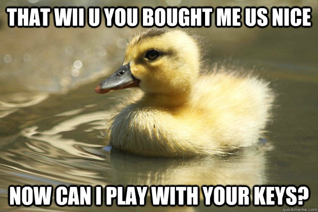 That Wii U you bought me us nice now can i play with your keys? - That Wii U you bought me us nice now can i play with your keys?  Duckling Advice Mallard