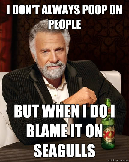 I don't always poop on people  But when I do I blame it on Seagulls - I don't always poop on people  But when I do I blame it on Seagulls  The Most Interesting Man In The World