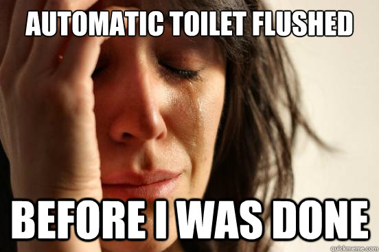 Automatic toilet flushed before I was done  First World Problems