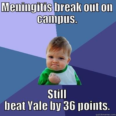 A Lesson in Resilience - MENINGITIS BREAK OUT ON CAMPUS. STILL BEAT YALE BY 36 POINTS. Success Kid