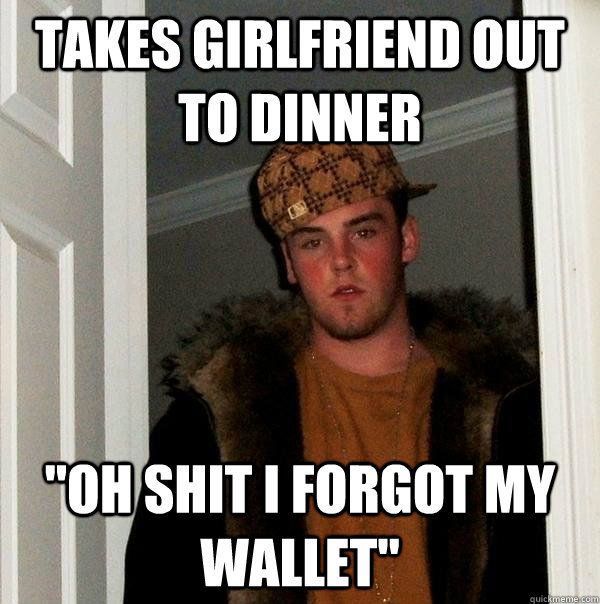 takes girlfriend out to dinner  