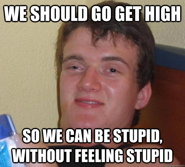 we should go get high so we can be stupid, without feeling stupid - we should go get high so we can be stupid, without feeling stupid  10 Guy