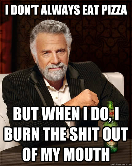 I don't always eat pizza But when I do, I burn the shit out of my mouth - I don't always eat pizza But when I do, I burn the shit out of my mouth  The Most Interesting Man In The World