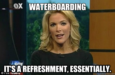 Waterboarding It's a refreshment, essentially.  Megyn Kelly