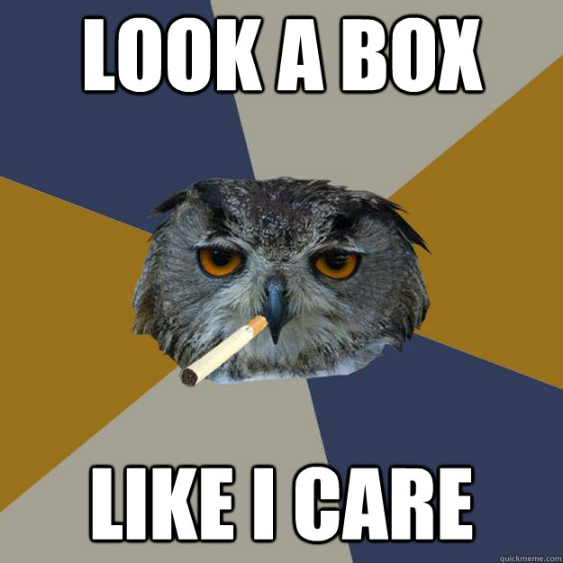 look a box  like i care  - look a box  like i care   Art Student Owl