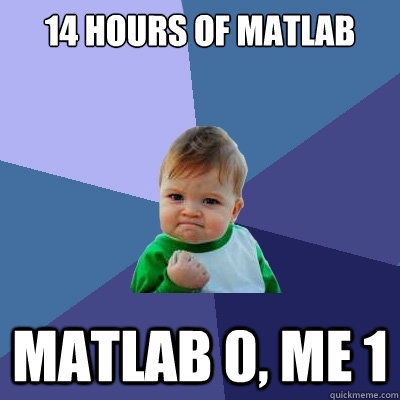 14 hours of matlab matlab 0, me 1  Success Kid