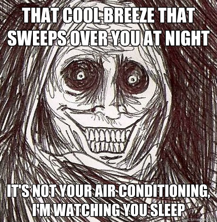 That cool breeze that sweeps over you at night it's not your air conditioning, i'm watching you sleep  Horrifying Houseguest