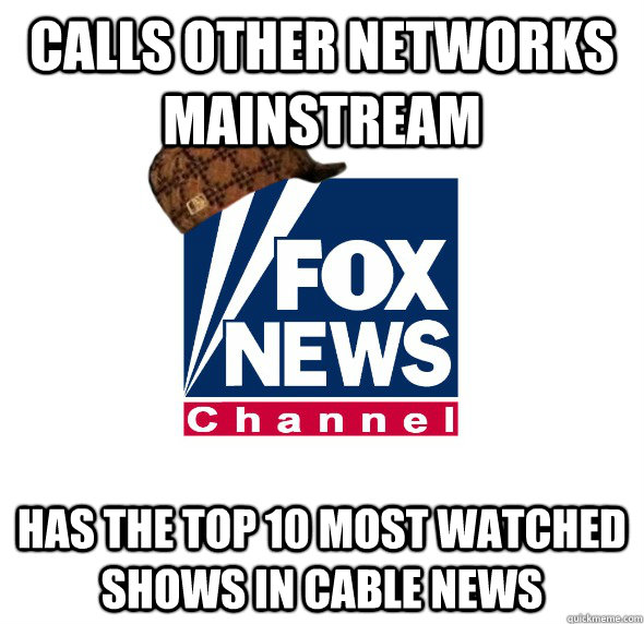 calls other networks mainstream has the top 10 most watched shows in cable news  