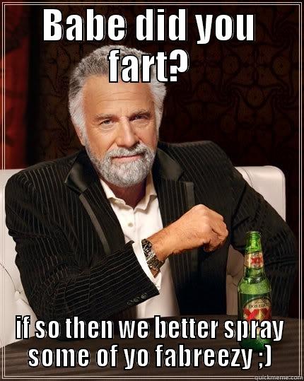 breezy be like - BABE DID YOU FART? IF SO THEN WE BETTER SPRAY SOME OF YO FABREEZY ;) The Most Interesting Man In The World