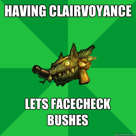 Having Clairvoyance Lets facecheck bushes  Bad LoL Player