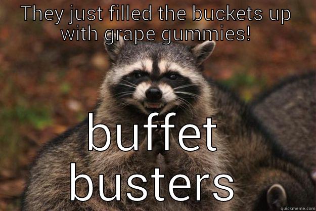 THEY JUST FILLED THE BUCKETS UP WITH GRAPE GUMMIES! BUFFET BUSTERS Evil Plotting Raccoon