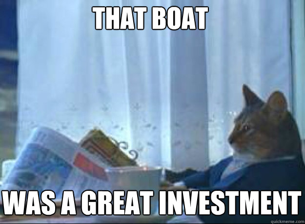 That Boat Was a great investment  I should buy a boat cat