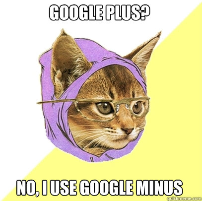 Google Plus? no, i use google minus  Hipster Kitty