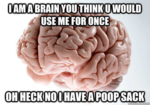 I am a brain you think u would use me for once oh heck no i have a poop sack  Scumbag Brain