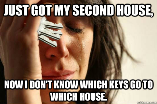 just got my second house, now i don't know which keys go to which house. - just got my second house, now i don't know which keys go to which house.  First World Problems