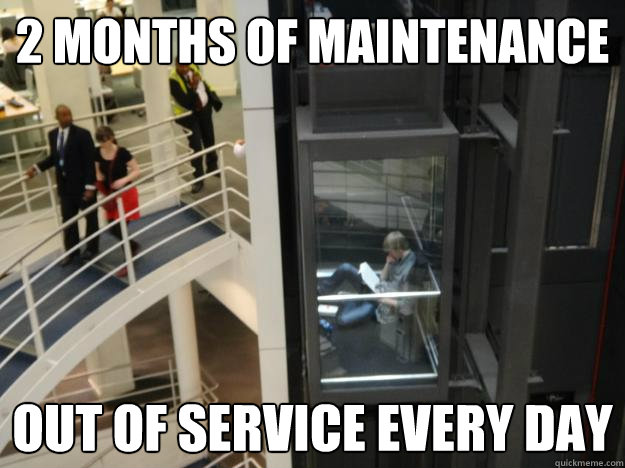 2 months of maintenance out of service every day
 - 2 months of maintenance out of service every day
  LSE elevators